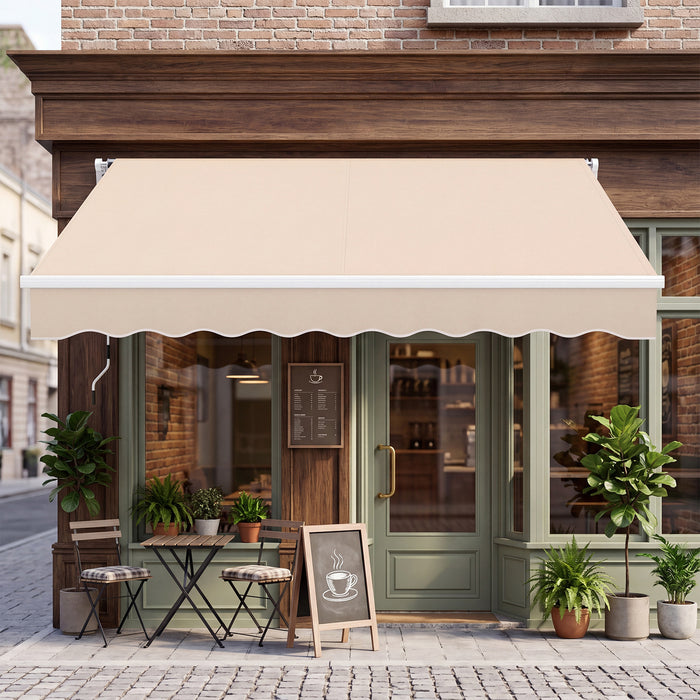3 x 2.5 M Patio Retractable Awning with Manual Crank Handle and Adjustable Protection Shelter-