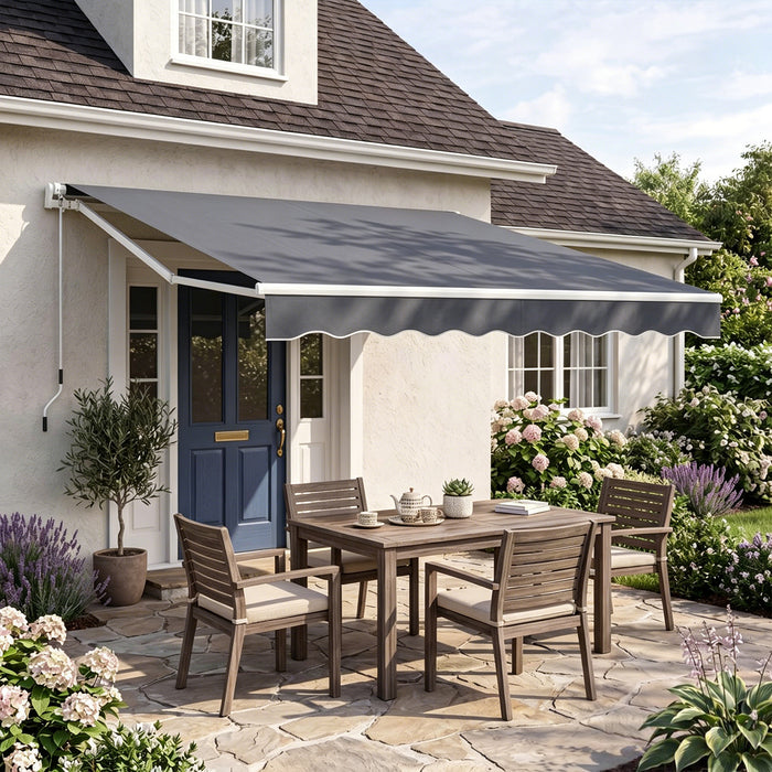 3 x 2.5 M Patio Retractable Awning with Manual Crank Handle and Adjustable Protection Shelter-