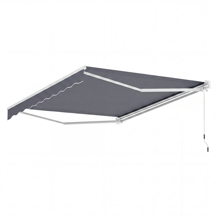 3 x 2.5 M Patio Retractable Awning with Manual Crank Handle and Adjustable Protection Shelter-