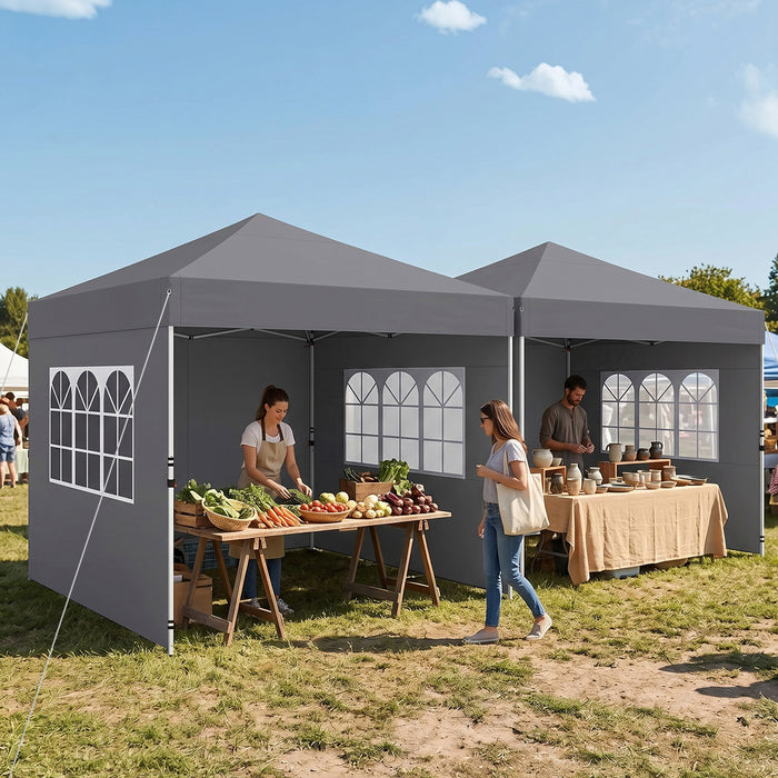 3 x 3 m Pop Up Canopy with 4 Sidewalls and Adjustable Height-