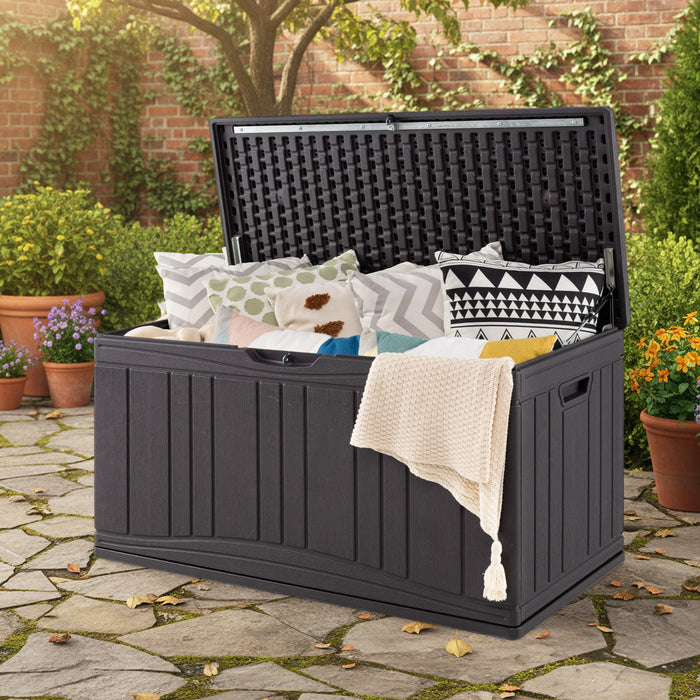 300 L Patio HDPE Storage Container with Gas Struts and Lockable Lid-