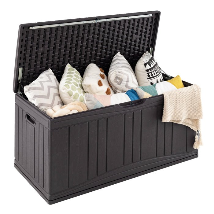 300 L Patio HDPE Storage Container with Gas Struts and Lockable Lid-