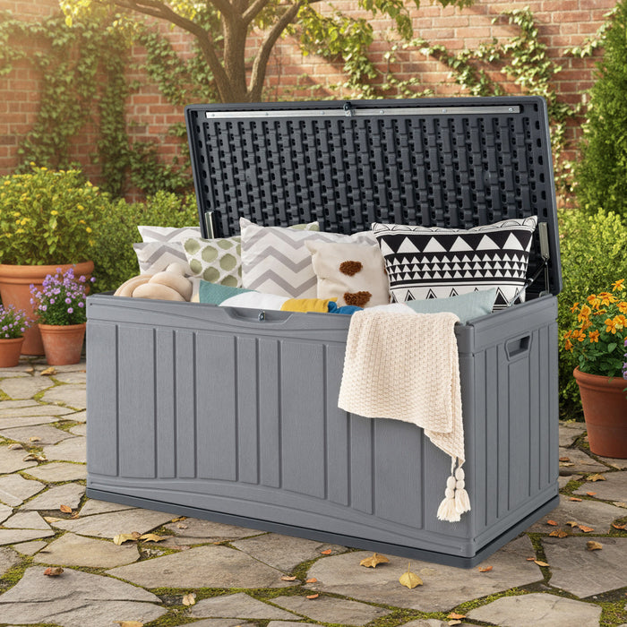 300 L Patio HDPE Storage Container with Gas Struts and Lockable Lid-