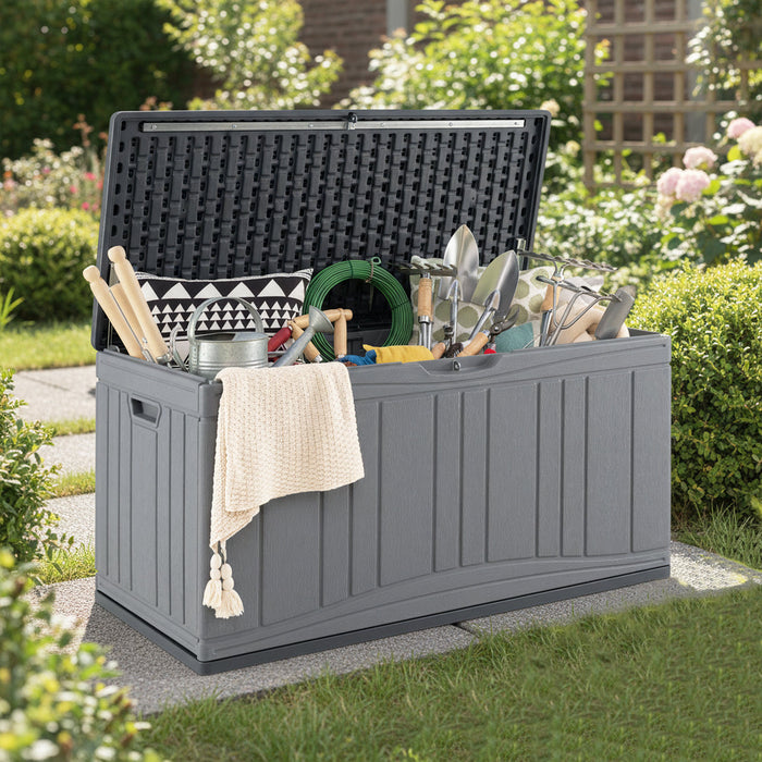 300 L Patio HDPE Storage Container with Gas Struts and Lockable Lid-