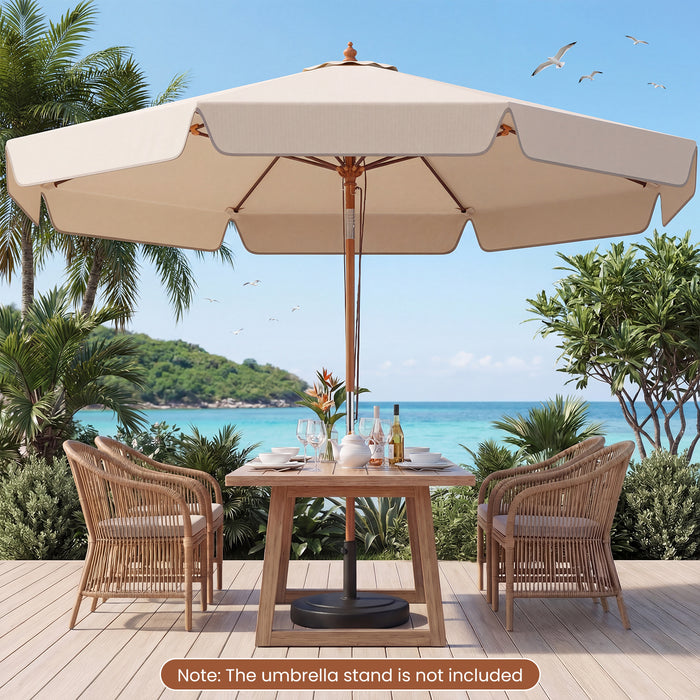 300 cm Scalloped Patio Umbrella Market Table Umbrella with Push Button Tilt-