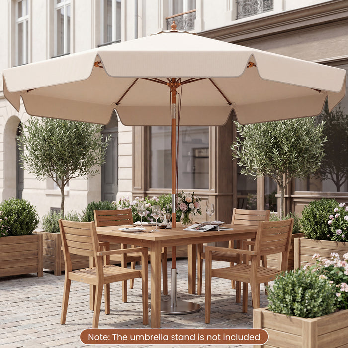 300 cm Scalloped Patio Umbrella Market Table Umbrella with Push Button Tilt-