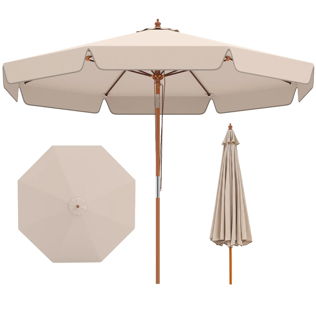 300 cm Scalloped Patio Umbrella Market Table Umbrella with Push Button Tilt-