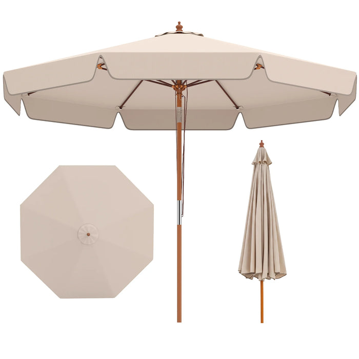 300 cm Scalloped Patio Umbrella Market Table Umbrella with Push Button Tilt-