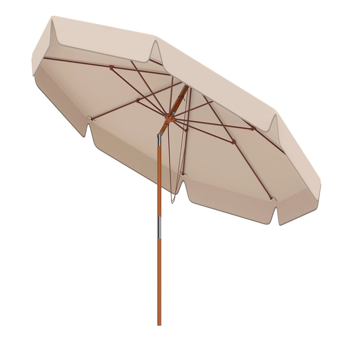 300 cm Scalloped Patio Umbrella Market Table Umbrella with Push Button Tilt-