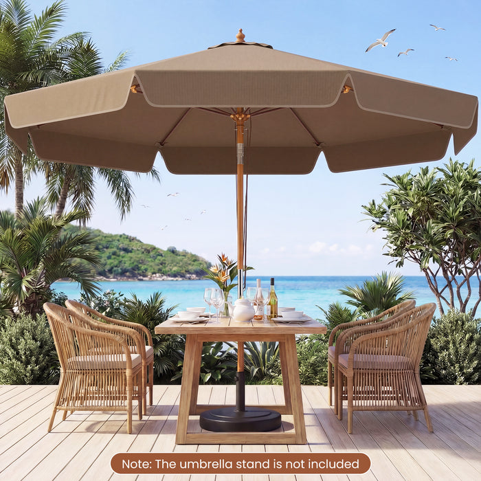 300 cm Scalloped Patio Umbrella Market Table Umbrella with Push Button Tilt-