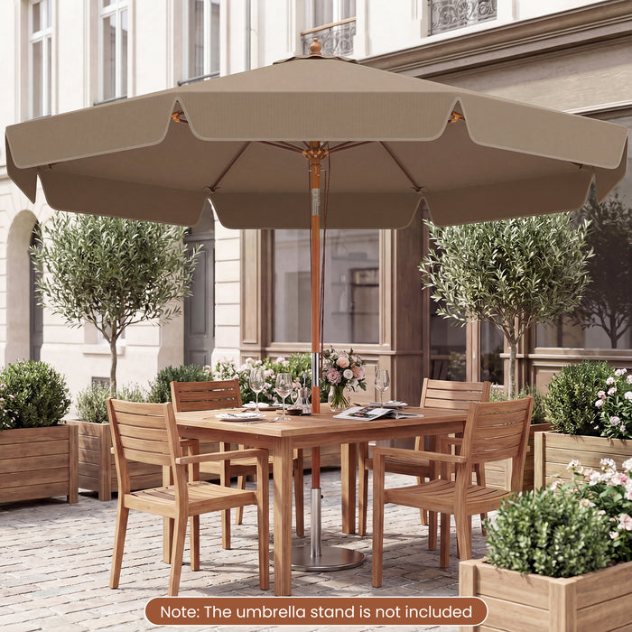 300 cm Scalloped Patio Umbrella Market Table Umbrella with Push Button Tilt-