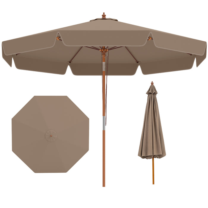 300 cm Scalloped Patio Umbrella Market Table Umbrella with Push Button Tilt-