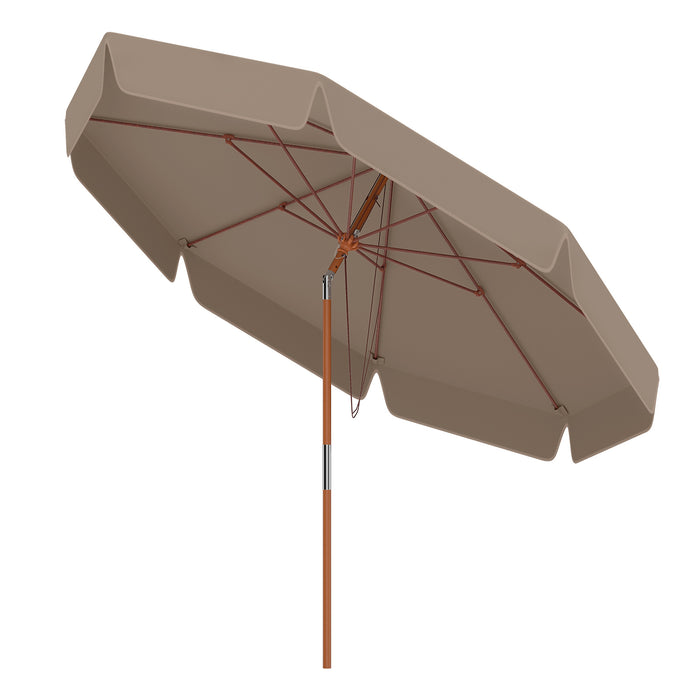 300 cm Scalloped Patio Umbrella Market Table Umbrella with Push Button Tilt-