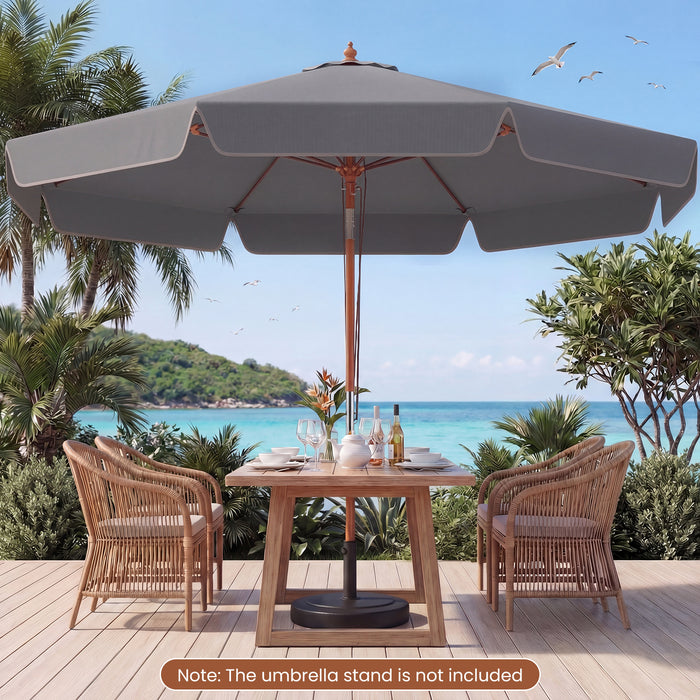 300 cm Scalloped Patio Umbrella Market Table Umbrella with Push Button Tilt-