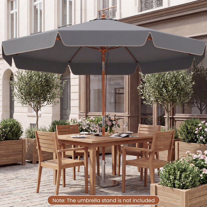 300 cm Scalloped Patio Umbrella Market Table Umbrella with Push Button Tilt-