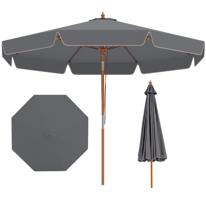 300 cm Scalloped Patio Umbrella Market Table Umbrella with Push Button Tilt-