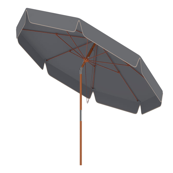 300 cm Scalloped Patio Umbrella Market Table Umbrella with Push Button Tilt-