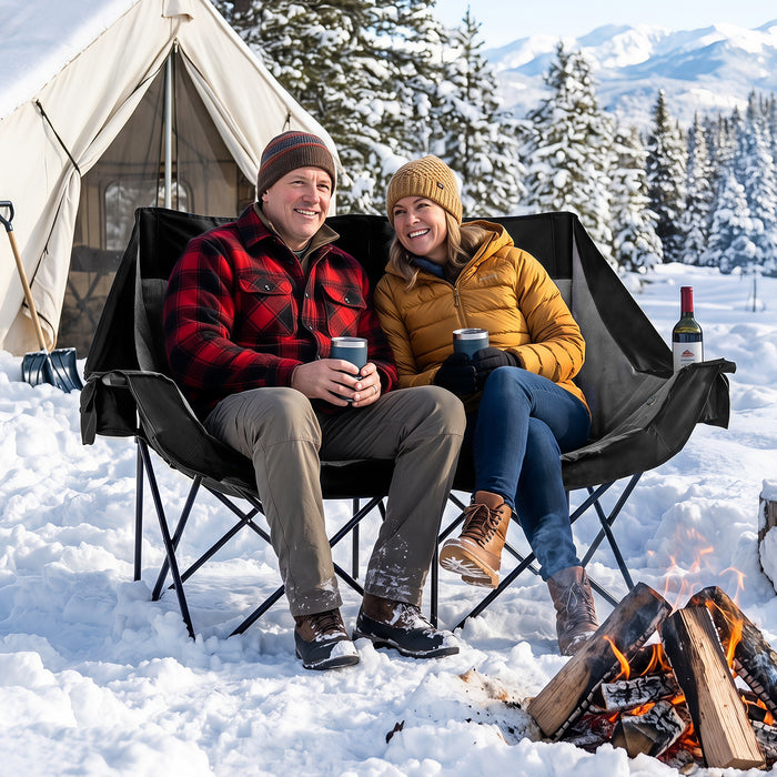 300 kg Heavy Duty Heated Double Camping Chair with 4 Heating Zones and 3 Heat Levels-