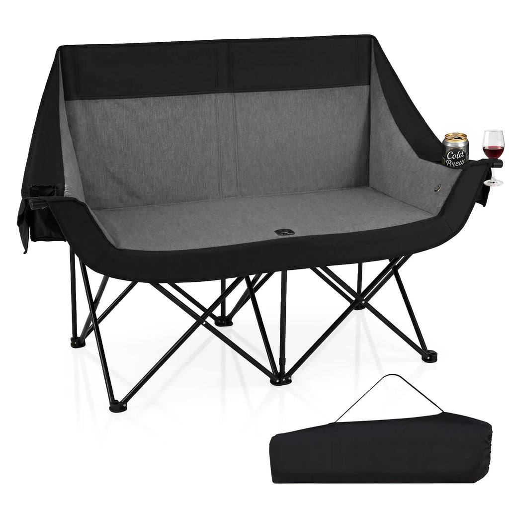 300 kg Heavy Duty Heated Double Camping Chair with 4 Heating Zones and 3 Heat Levels-