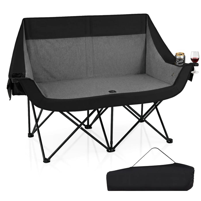300 kg Heavy Duty Heated Double Camping Chair with 4 Heating Zones and 3 Heat Levels-