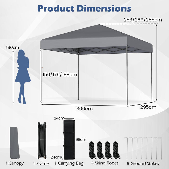 300 x 295 cm Pop up Canopy Tent with Portable Carrying Bag and Wind Ropes-