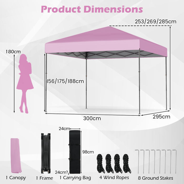 300 x 295 cm Pop up Canopy Tent with Portable Carrying Bag and Wind Ropes-