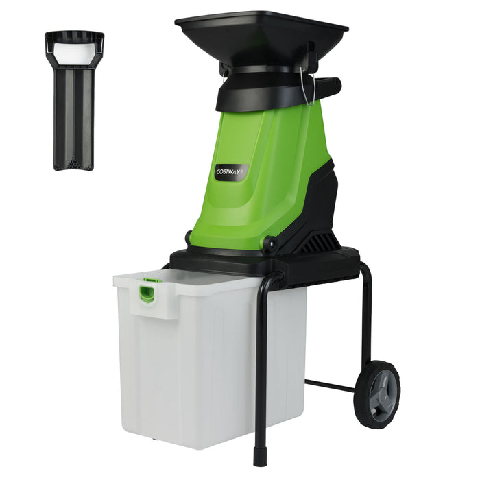3000 W Electric Wood Chipper with 50 L Collection Bin and Wheels-