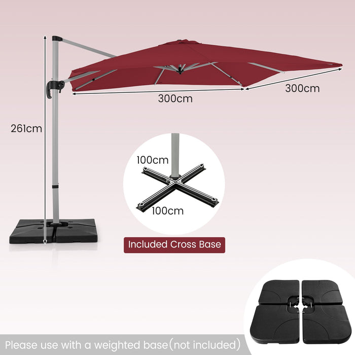 300cm Patio Cantilever Umbrella with 360° Rotation and Adjustable Tilt-