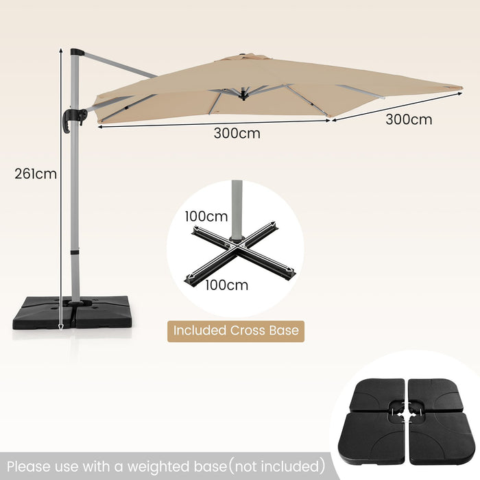 300cm Patio Cantilever Umbrella with 360° Rotation and Adjustable Tilt-