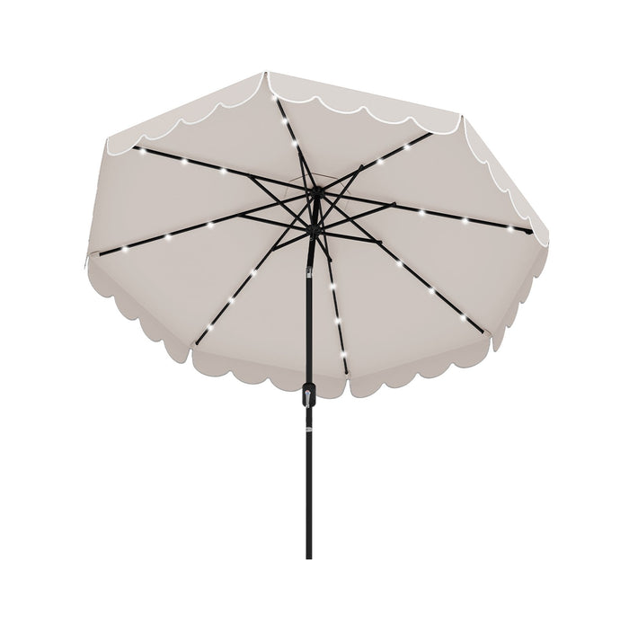 300 cm Solar Patio Umbrella with 24 LED Lights-Grey