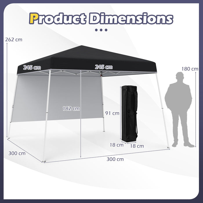 300 x 300 cm Pop up Canopy Tent with 1 Sidewall and Portable Backpack-