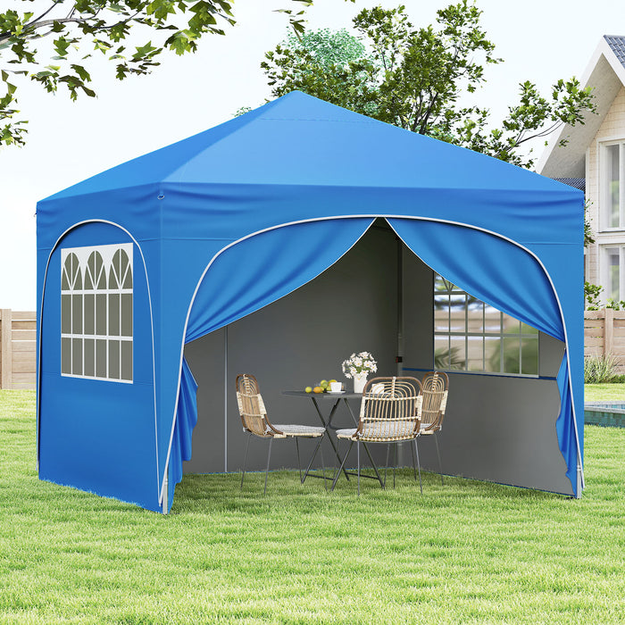 300 x 300 cm Pop up Canopy Tent with 4 Removable Sidewall and Wheeled Bag-