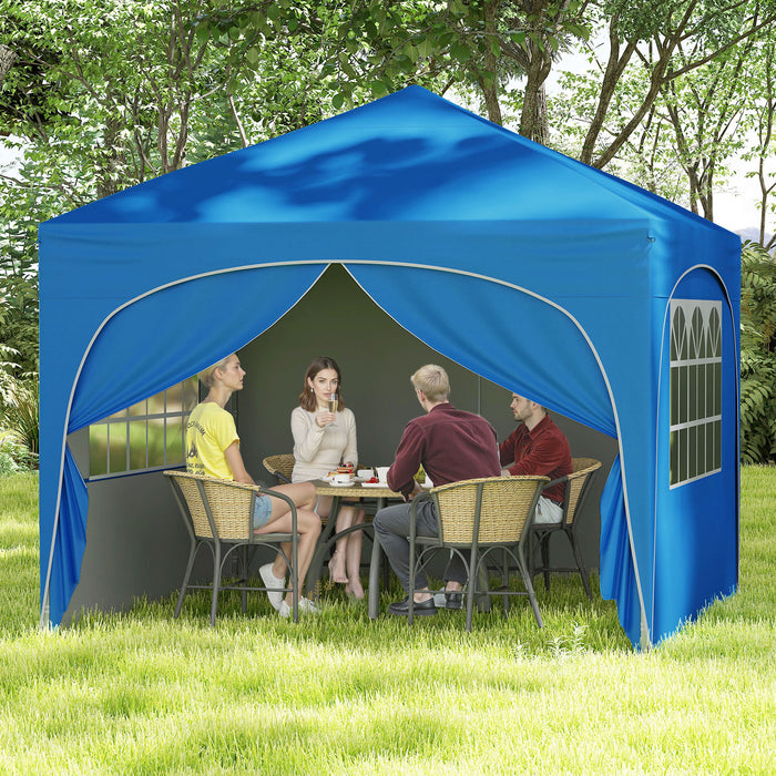 300 x 300 cm Pop up Canopy Tent with 4 Removable Sidewall and Wheeled Bag-
