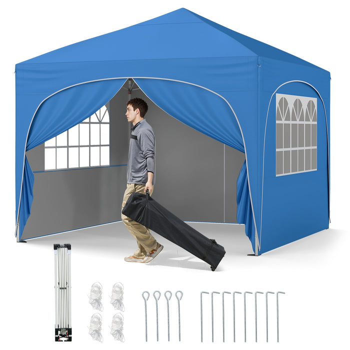 300 x 300 cm Pop up Canopy Tent with 4 Removable Sidewall and Wheeled Bag-