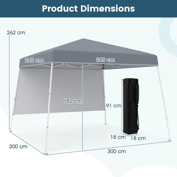 300 x 300 cm Pop up Canopy Tent with 1 Sidewall and Portable Backpack-