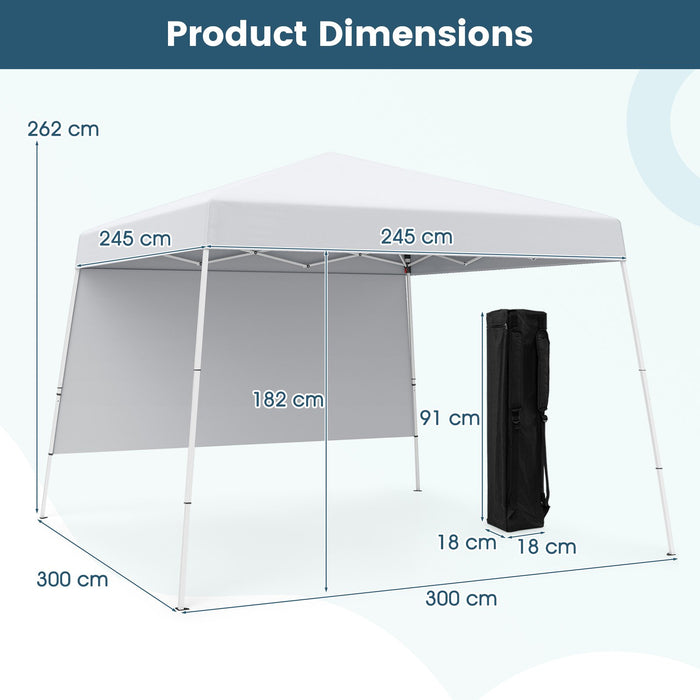 300 x 300 cm Pop up Canopy Tent with 1 Sidewall and Portable Backpack-