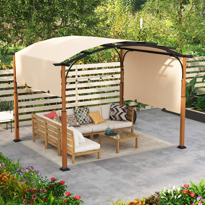 300 x 360 cm Retractable Pergola Arched Patio Pergola with Sun Shade Canopy-