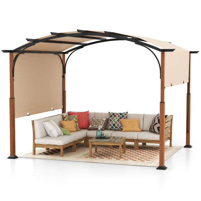 300 x 360 cm Retractable Pergola Arched Patio Pergola with Sun Shade Canopy-