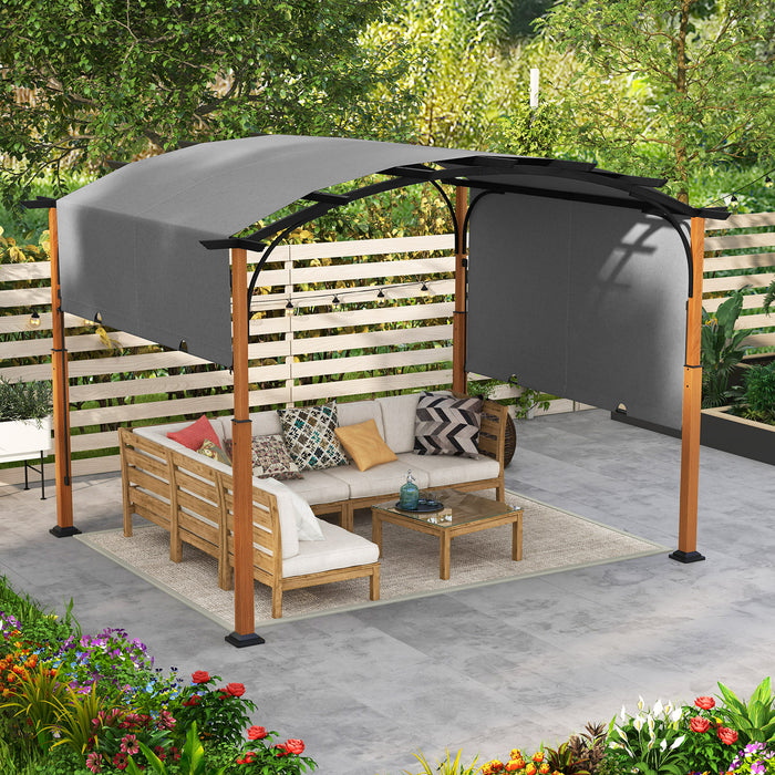 300 x 360 cm Retractable Pergola Arched Patio Pergola with Sun Shade Canopy-
