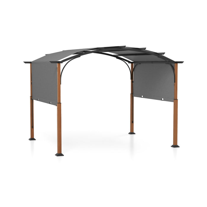 300 x 360 cm Retractable Pergola Arched Patio Pergola with Sun Shade Canopy-