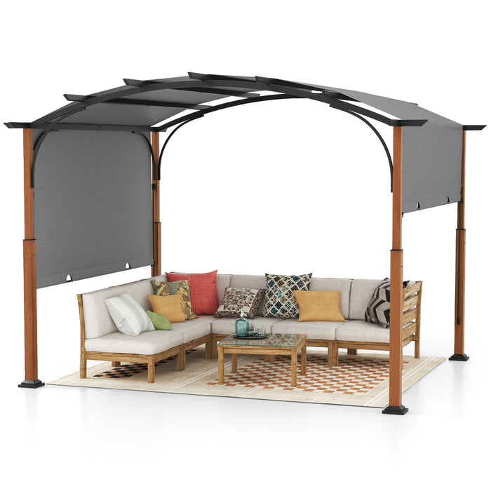 300 x 360 cm Retractable Pergola Arched Patio Pergola with Sun Shade Canopy-