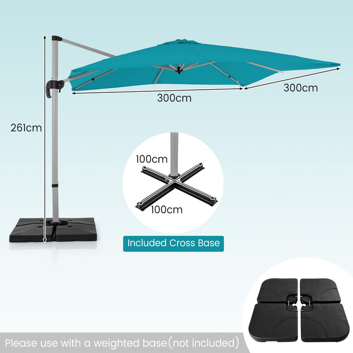 300cm Patio Cantilever Umbrella with 360° Rotation and Adjustable Tilt-