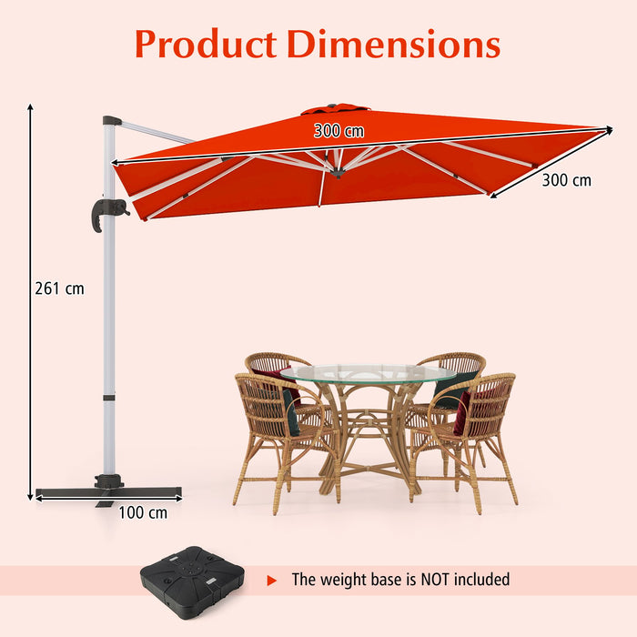 300cm Patio Cantilever Umbrella with 360° Rotation and Adjustable Tilt-