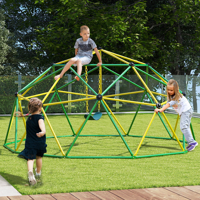 Kids Climbing Dome with Swing Jungle Gym Monkey Bar Playground Set-