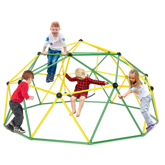 Kids Climbing Dome with Swing Jungle Gym Monkey Bar Playground Set-