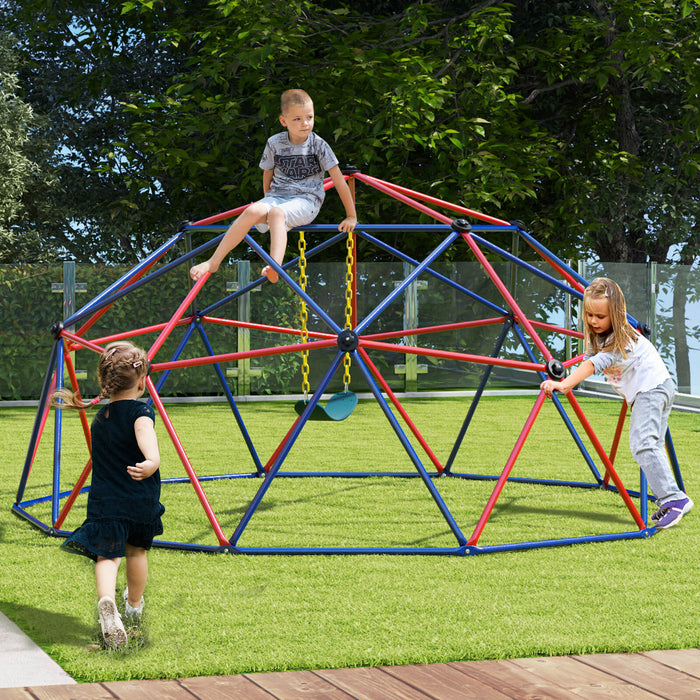 Kids Climbing Dome with Swing Jungle Gym Monkey Bar Playground Set-