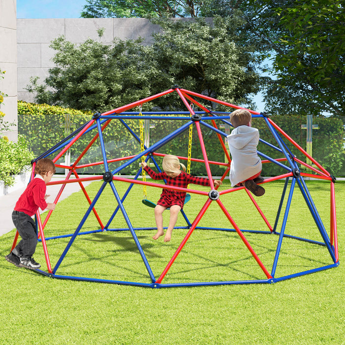 Kids Climbing Dome with Swing Jungle Gym Monkey Bar Playground Set-