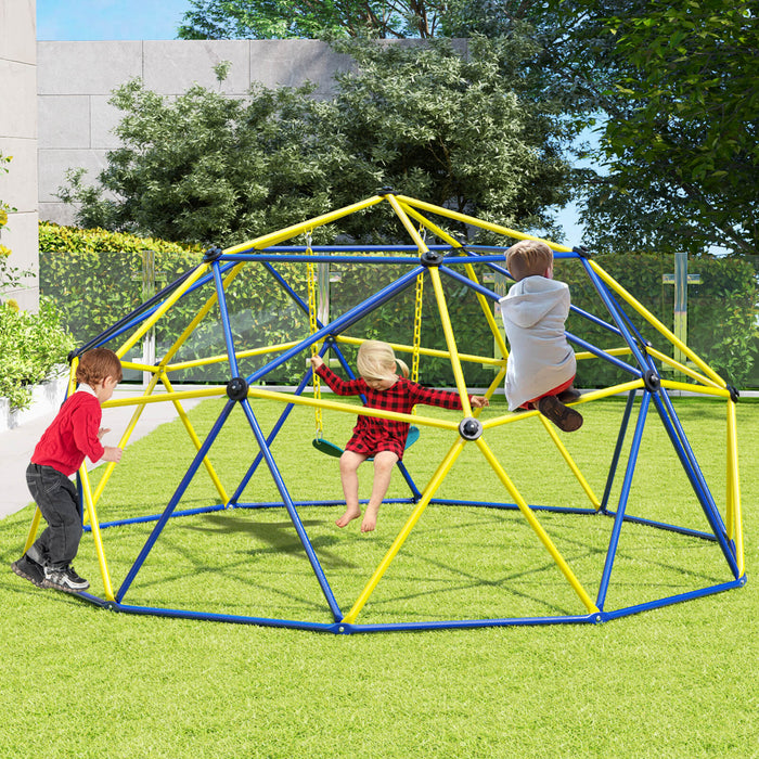 Kids Climbing Dome with Swing Jungle Gym Monkey Bar Playground Set-