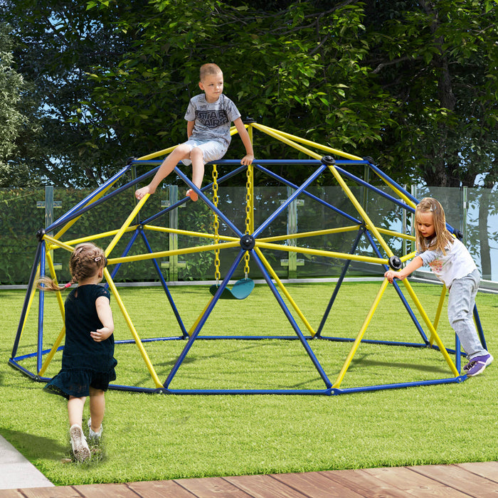 Kids Climbing Dome with Swing Jungle Gym Monkey Bar Playground Set-