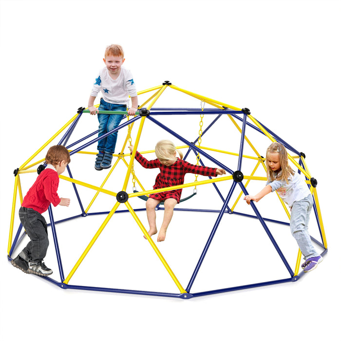 Kids Climbing Dome with Swing Jungle Gym Monkey Bar Playground Set-